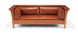 L. & J.G. Stickley, Prairie settee, 1912-17, Oak, wood, leather