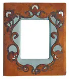 Elizabeth Eaton Burton, Frame, Hand-tooled buckskin suede, abalone shell, hand-painted fabric