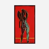 Françoise Gilot, Woman Standing Red Background (Woman Standing)