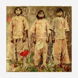 Hung Liu, Captives, 2007, mixed media on panel