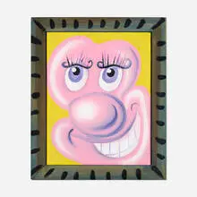 Kenny Scharf, Untitled (Hello), 1993, acrylic on canvas panel in artist's frame