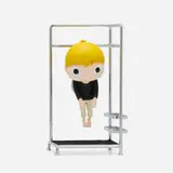 Javier Calleja, Little Maurizio, 2020, painted cast vinyl, stainless steel