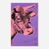 Cow (Purple) by Andy Warhol, 1976, screenprint in colors on wallpaper, sold Sep 2021