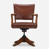 attribution Ole Wanscher, Desk chair, c. 1945, mahogany, leather, enameled steel, steel