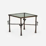 Diego Giacometti, Occasional table, c. 1980, patinated bronze, glass