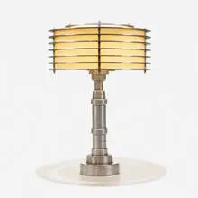 Saturn, Table lamp, c. 1980, aluminum, fiberglass, glass