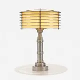 Saturn, Table lamp, c. 1980, aluminum, fiberglass, glass