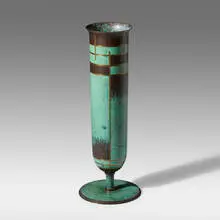 Paul Haustein, Ikora vase, c. 1930, enameled and patinated brass
