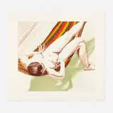 Philip Pearlstein, Nude in Striped Hammock