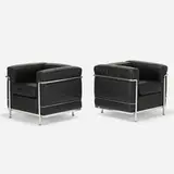 Pierre Jeanneret, LC2 chairs, pair