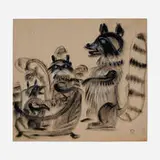 Waylande Gregory, Raccoon Family, pastel on paper