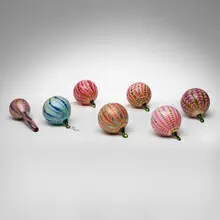 David Lotton, Collection of six Christmas ornaments with applied swags