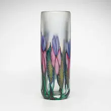 David Lotton, Tall vase with irises, 2000, hand-blown and internally decorated glass