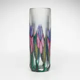 David Lotton, Tall vase with irises, 2000, hand-blown and internally decorated glass