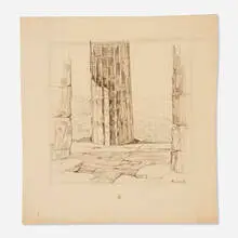Parthenon Columns by Armin Landeck, graphite on paper, sold Aug 2023