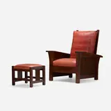 Stickley-Audi, Spindle Morris chair and footstool