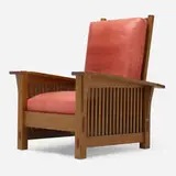 Stickley-Audi, Slatted Morris chair and footstool
