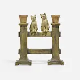Weller Pottery, Two Cats on a Fence (Woodcraft figure)