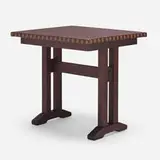 L. & attribution J.G. Stickley, Café table, c. 1910, mahogany, leather, brass
