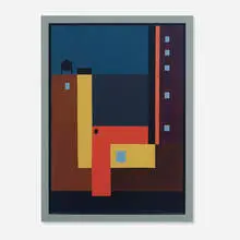 Robert Herrmann, Night, Apartments, 1963, oil on masonite