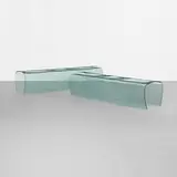 Naoto Fukasawa, prototype Bent glass benches, pair, 2012, glass