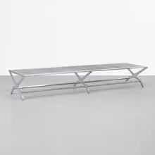 John Vesey, bench, c. 1958, aluminum, steel mesh