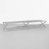 John Vesey, bench, c. 1958, aluminum, steel mesh