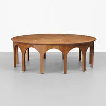 Constellation coffee table by T. H. Robsjohn-Gibbings, 1956, walnut, nickel-plated brass, sold Sep 2013