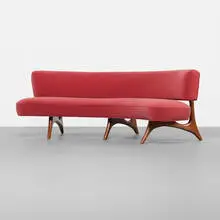 Floating Seat and Back sofa by Vladimir Kagan, c. 1952, upholstery, walnut, sold Sep 2013
