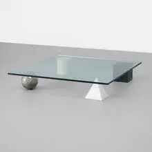 Lella and Massimo Vignelli, Metaphora 1 coffee table, 1979, marble, travertine, glass