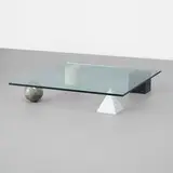 Lella and Massimo Vignelli, Metaphora 1 coffee table, 1979, marble, travertine, glass