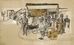 Untitled by John Bratby, pen and ink 36.5 x 56.5cm, sold Jul 2019