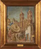 Julio Prieto Nespereira, Surrealist Colonial Scene, oil on board