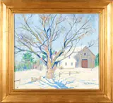 Anne Cary Bradley, Winter Farmhouse, Oil on canvas laid over panel