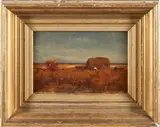 Robert Swain Gifford, Gathering Salt Hay, oil on artist's board
