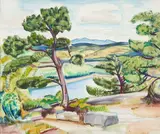 Carl Gordon Cutler, Walker Pond; Looking East Toward Caterpillar, watercolor