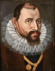 Portrait of an Elizabethan Gentleman with a Ruff and Gold Chain by Flemish School, oil on panel, sold Dec 2023