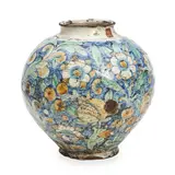 Polychrome Enamel Decorated Bombola, Sicilian or Caltagirone, early to mid 18th century,