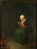 An Old Woman Eating by Quiringh van Brekelenkam, oil on panel, sold Dec 2023