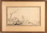 Adam Friedrich Oeser, Pastoral Scene, ink and wash on laid paper