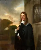 Dutch School 17th century, A Portrait of a Figure in a Landscape, oil on panel