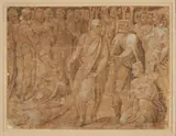 Domenico Beccafumi, Aulus Postumius Tubertus puts his son to death for betraying his orders, black chalk and wash on paper