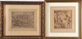 Heinrich Ulrich, Hunters at the Birth of a Two-Headed Deer, black chalk, pen and brown ink, and wash on paper
