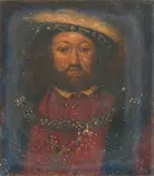Portrait Bust of Henry VIII by British School, oil on copper mounted to board, sold Dec 2023