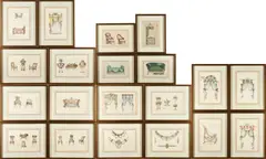 Pierre de La Mésangère, A Set of 20 Framed Design Renderings for Meubles et Objets de Goût