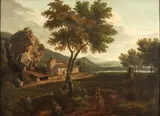 Paolo Anesi, Figures by a Country House, oil on canvas