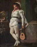 Henri-Pierre Picou, Portrait of a Musician with a Lute, oil on canvas