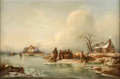 Wilhelm Alexander Meyerheim, The Frozen Pond, oil on canvas