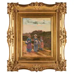 César Pattein, Three Women in a Field, oil on canvas