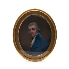Portrait Miniature on Porcelain, Untitled, 1800, by Henry Bone RA (6 February 1755 – 17 December 1834), polychrome enamel depiction believed to be that of George Bowles Esq